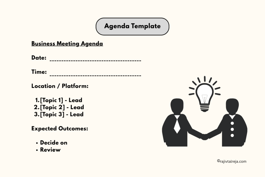 Business meeting preparation - Agenda template 