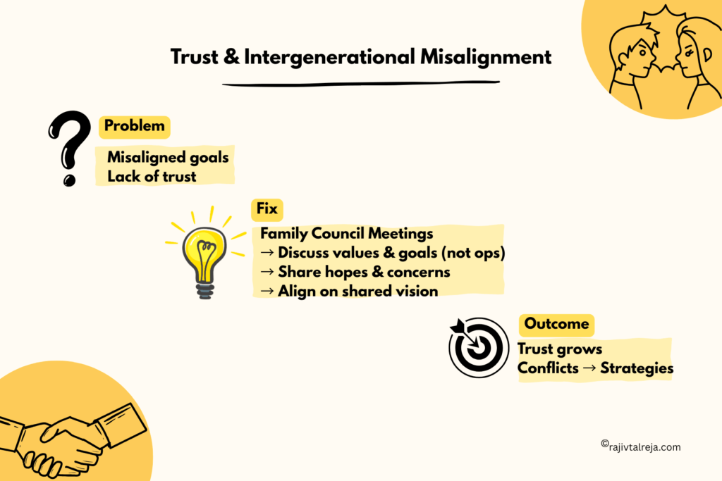 Trust misalignment is one of the common challenges in family business 