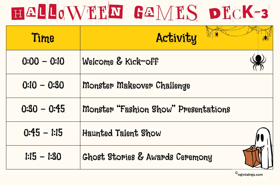 Halloween team-building activities like Monster Makeover, The Haunted Talent Show and Ghost Stories