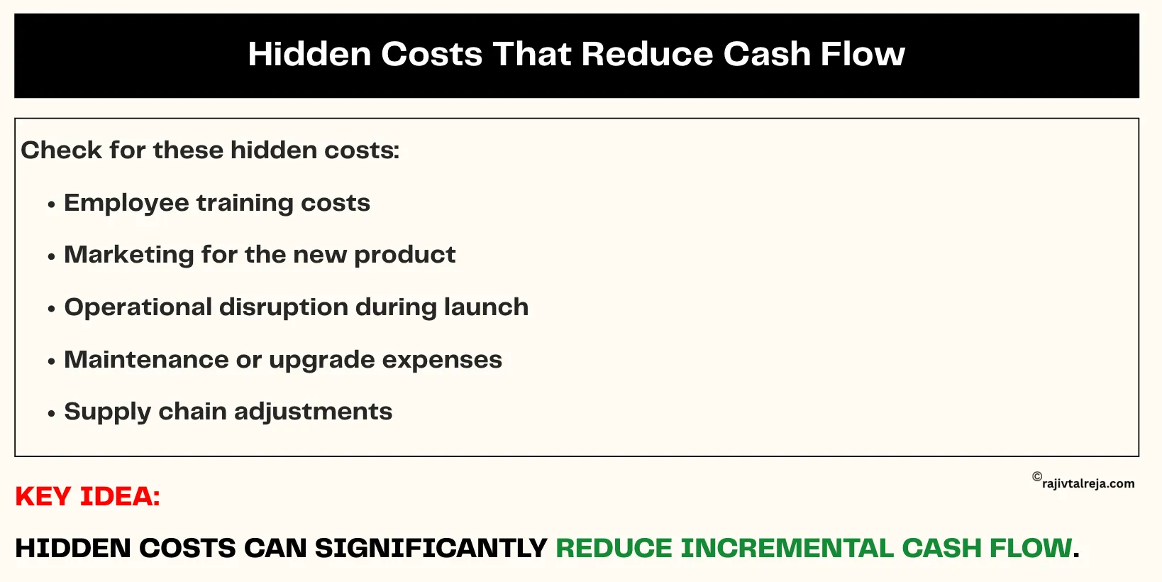 hidden costs that reduce cash flow